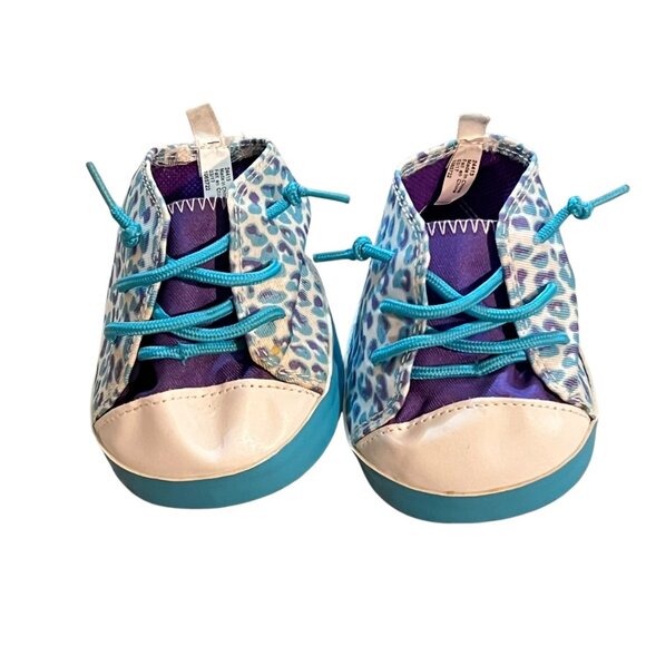Build-A-Bear Blue & Leopard Print Shoes With Laces - Picture 1 of 3
